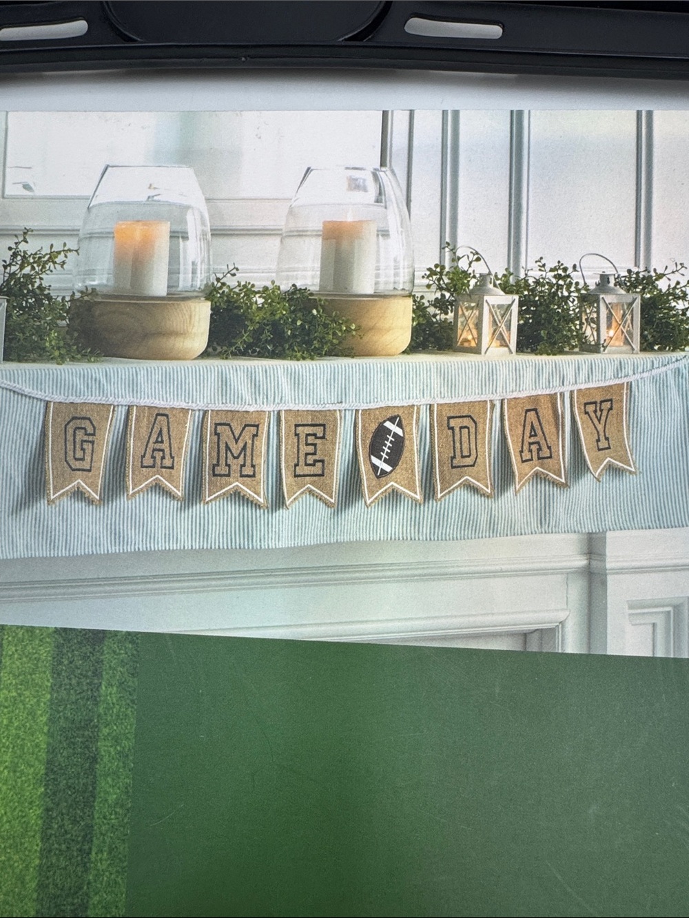 NWT Game Day Burlap Banner - Neutral Football Party Decor